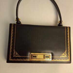 Vintage Gold-Stamped Leather handbag purse